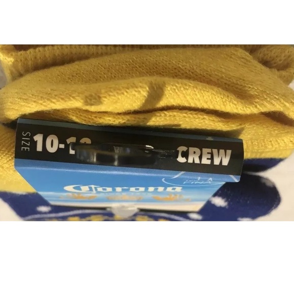Corona Extra Beer Crew Socks 1 Pair Men 8-12 Blue Yellow w Logo Cerveza Mas Fina - Picture 3 of 11